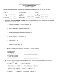 Unit VIB: Solubility Rules Worksheet
