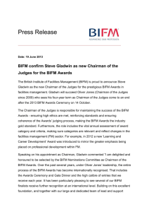 BIFM confirm Steve Gladwin as new Chairman of the Judges for the