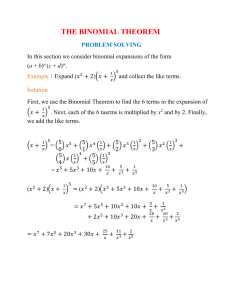 MDM4U The Binomial Theorem Problem Solving