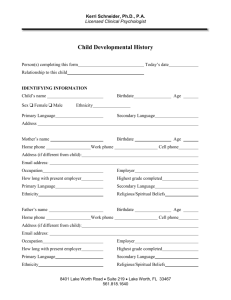 Child Development History Form