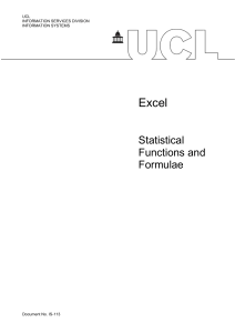 Advanced Excel - Statistical functions & formulae
