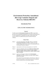 Environment Protection Amendment (Beverage Container Deposit
