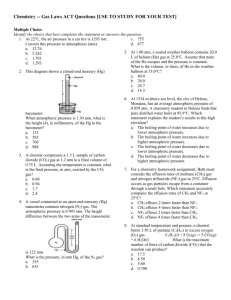 Chemistry -- Gas Laws ACT Questions [USE TO STUDY