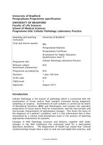 Programme title: Cellular Pathology Laboratory Practice