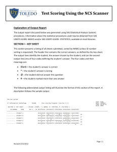 Test Scoring Using the NCS Scanner Explanation of Output Report