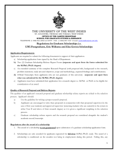 Regulations for Students for Graduate Scholarships