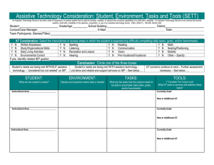 Assistive Technology Consideration: Student, Environment, Tasks