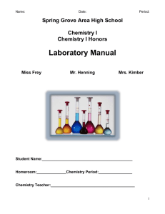 Chemistry I Honors Lab Manual - Spring Grove Area School District