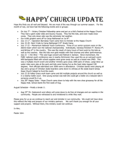 Happy Church UPDATE Hope this finds you all well and blessed