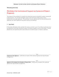 Worksheet for Institutional Support on Sponsored Projects Proposals