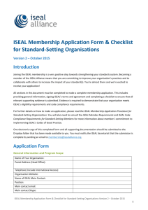 ISEAL Membership Application Form & Checklist for Standard