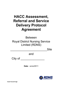 HACC Assessment, Referral and Service Delivery Protocol Agreement
