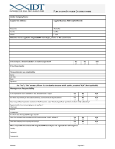 Supplier Self-Audit Questionnaire