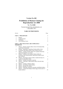 Prohibition of Human Cloning for Reproduction Act 2008