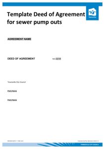 Template Deed of Agreement for sewer pump outs