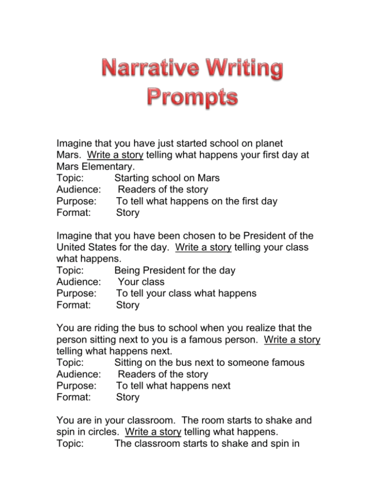 narrative essay prompts high school