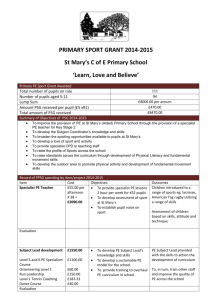 PRIMARY SPORT GRANT 2014-2015 St Mary`s C of E Primary School