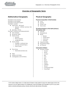 Overview of Geographic Terms Mathematical Geography