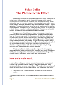 Solar Cells: The Photoelectric Effect