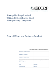Adcorp Group Code of Ethics and Business Conduct