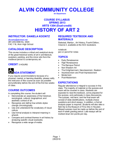 HISTORY OF ART 2INSTRUCTOR: Daniela Koontz