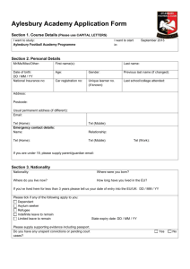 Aylesbury Academy Application Form
