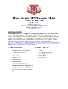 Honors Chemistry II/AP Classroom Policies