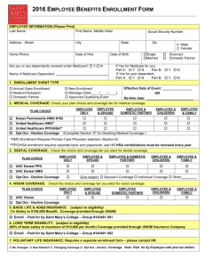 2016 Benefit Enrollment Form - Saint Mary`s College of California