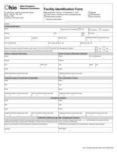 Facility Identification Form - Ohio Environmental Protection Agency