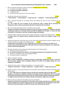 Year 12 Chemistry Chemical Monitoring and Management Practice