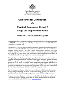Guidelines for Certification of a Physical Containment Level 2 Large