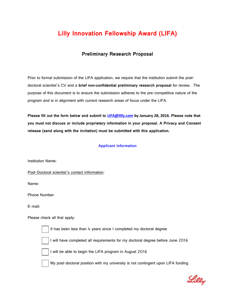 Preliminary Research Proposal template 