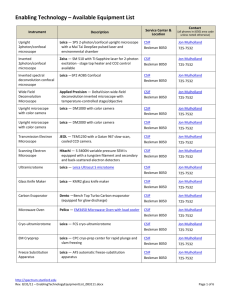 Enabling Technology – Available Equipment List