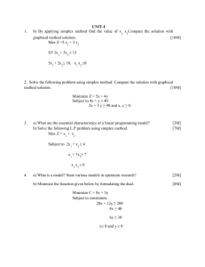 UNIT-I 1. b) By applying simplex method find the value of x1, x2