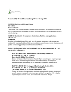 Sustainability Courses Spring 2016
