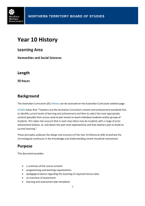 NTBOS Year 10 History Curriculum