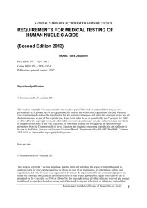Requirements for the Medical Testing of Human Nucleic Acids