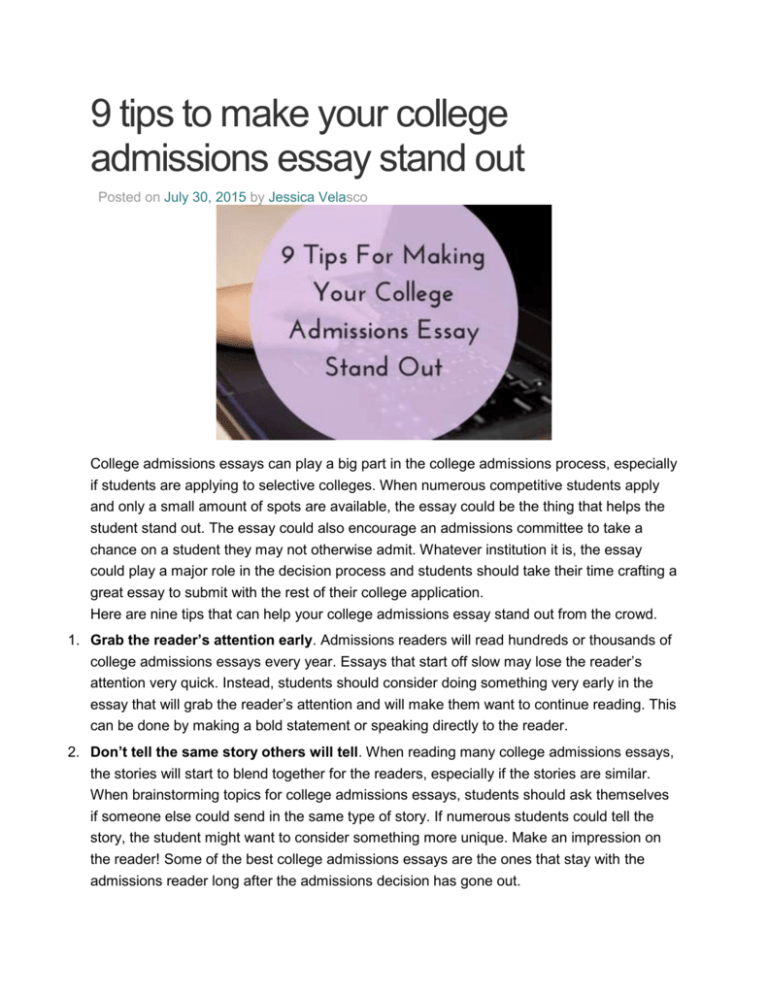 how to make your application essay stand out