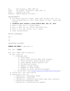 ENGL 0960 1B Weekly Agenda for Week 01