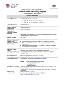 Lower Hunter District 2015/16 Lower Hunter Biodiversity Program