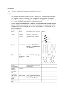 Biochemistry Topic 1: Chemical nature of enzymes, general