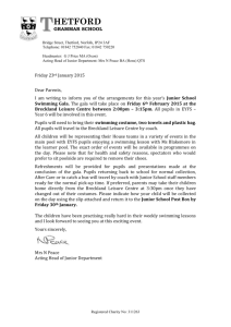 Swimming Gala Letter to parents - Jan 2015