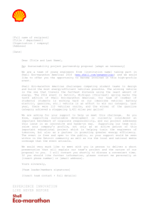 Download: Shell Eco-marathon Americas Sponsorship Letter template