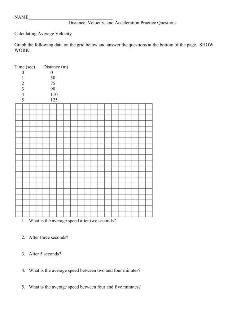 Velocity/Acceleration Worksheets Within Velocity And Acceleration Calculation Worksheet