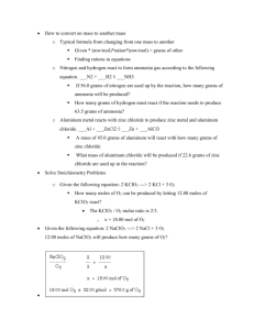 Limiting Reactants and Theoretical Yield