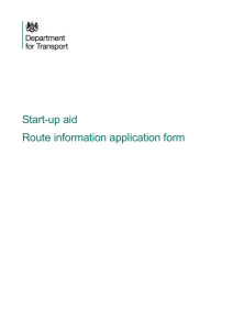Route information application form: UK start-up aid for