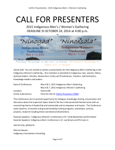Call for Presentations: 2015 Indigenous Men`s / Women`s Gathering