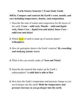 6th Grade Earth Science Semester 1 Exam Study Guide S6E5 a