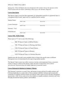 Special Topics Syllabus Template - Lutheran Theological Southern