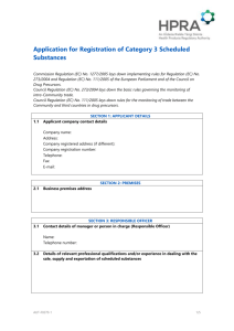 Application for Registration of Category 3 Scheduled Substances